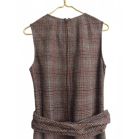 Vintage Pendleton Virgin Wool Plaid Sleeveless Dress Belted Size 12 Made USA - Picture 5 of 11